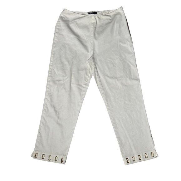 Jones New York Signature Dress Pants Size 4 White Stretch Keyhole Bottom Detail - Picture 3 of 11